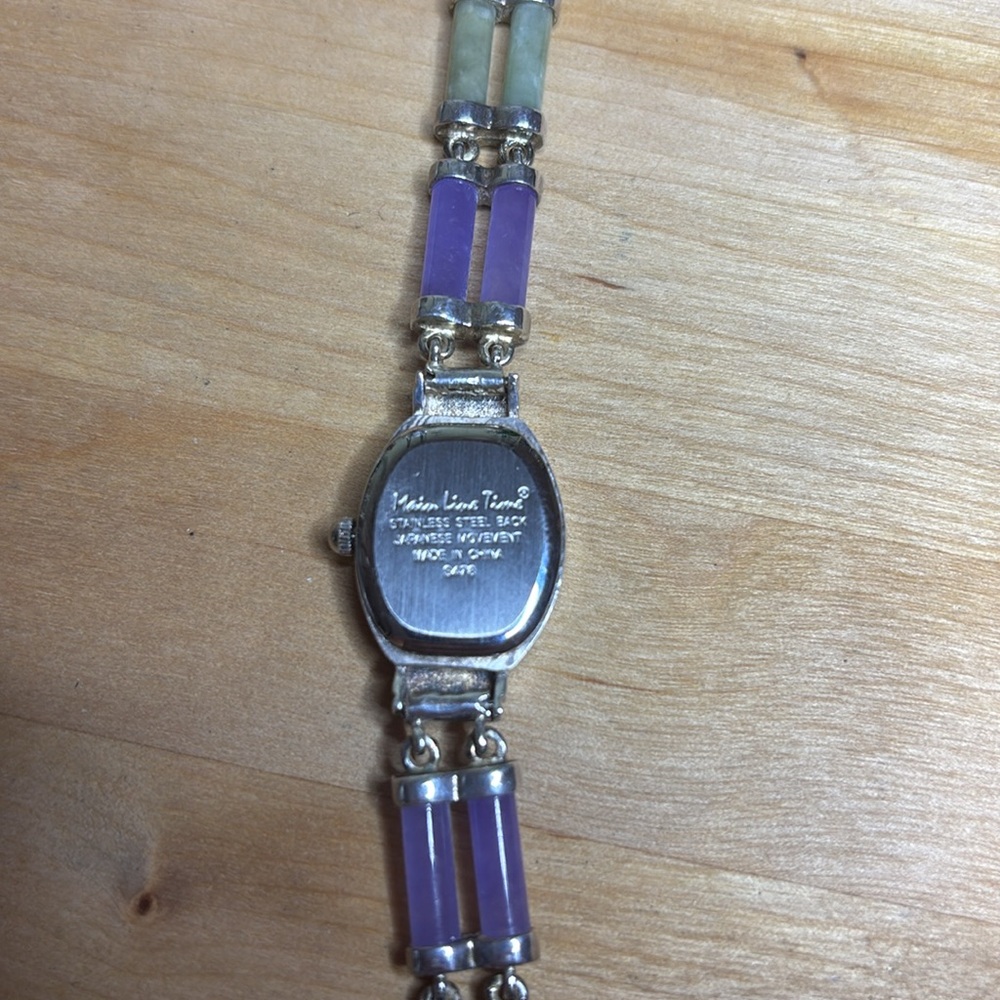 Main Line Time Sterling Silver Watch with Multi-Color Jade Inlay - Picture 3 of 4
